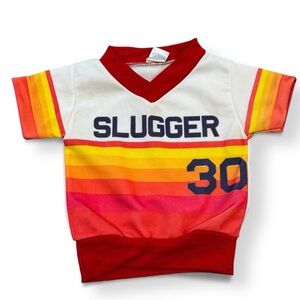 Vintage Slugger Striped Jersey Tee – Orange/Yellow Ombre  2T